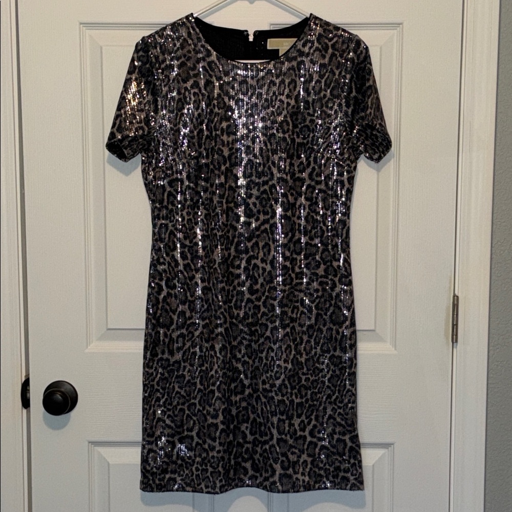Michael Kors Shimmering Animal Print Mini Dress